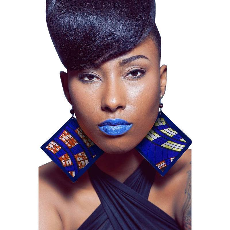 African print ethnic style retro earrings fashion geometric leaf earrings
