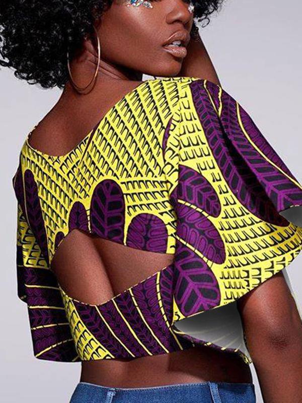 Sexy open back lotus sleeve top