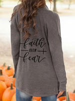 Load image into Gallery viewer, Women&#39;s Faith Over Fear Long Sleeve Cardigan
