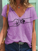 Load image into Gallery viewer, Ladies fist and dog paw print T-shirt
