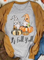 Load image into Gallery viewer, Women&#39;s Thanksgiving Fall Plaid Pumpkin Gnomies Print T-shirt
