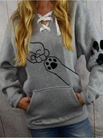 Load image into Gallery viewer, Women&#39;s Fist and Dog Paw Print Lace Pocket Hoodie
