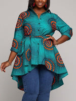 Load image into Gallery viewer, Women&#39;s African Print Irregular Hem Shirt
