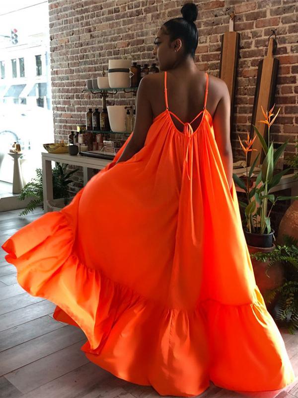 Sexy Solid Color Suspender Dress