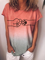 Load image into Gallery viewer, Ladies Fist And Dog Paw Print T-shirt
