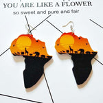Load image into Gallery viewer, Patterned geometric map wooden earrings
