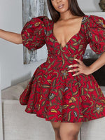 Load image into Gallery viewer, Fashion V-neck Lantern Sleeve Dress
