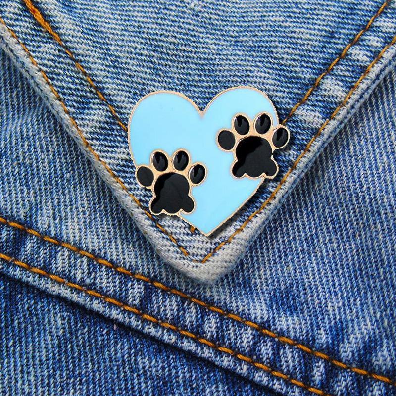 Animal Lovers Footprint Enamel Jacket Denim Brooch
