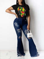 Load image into Gallery viewer, Casual print map crew neck T-shirt
