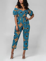 Load image into Gallery viewer, Women&#39;s Ethnic Lantern Sleeve Strapless Jumpsuit
