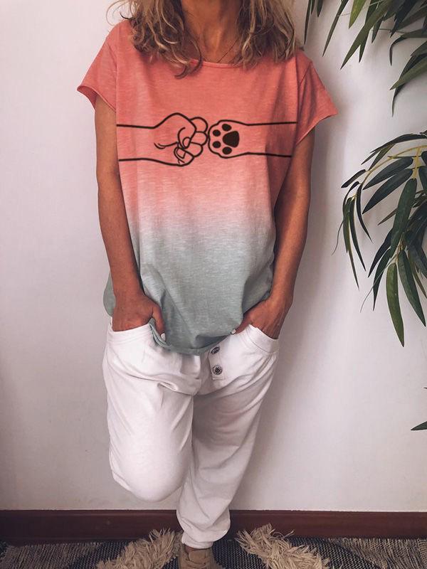 Ladies Fist And Dog Paw Print T-shirt