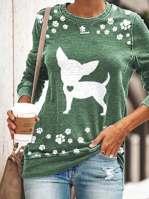 Cute dog paw print long sleeve sweatshirt