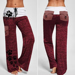 Load image into Gallery viewer, Women&#39;s Dog Mom&#39;s Paw Print Drawstring Pockets Stretch Wide Leg Yoga Pants
