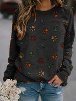 Load image into Gallery viewer, Dog paw print loose casual sweatshirt
