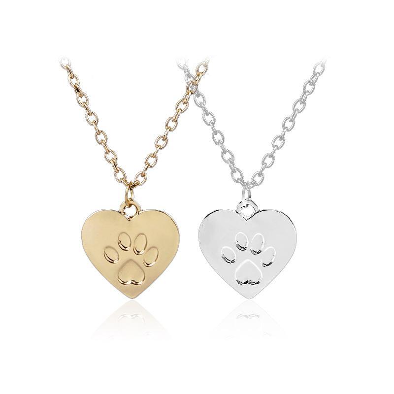 Ladies heart shape and dog paw pattern necklace