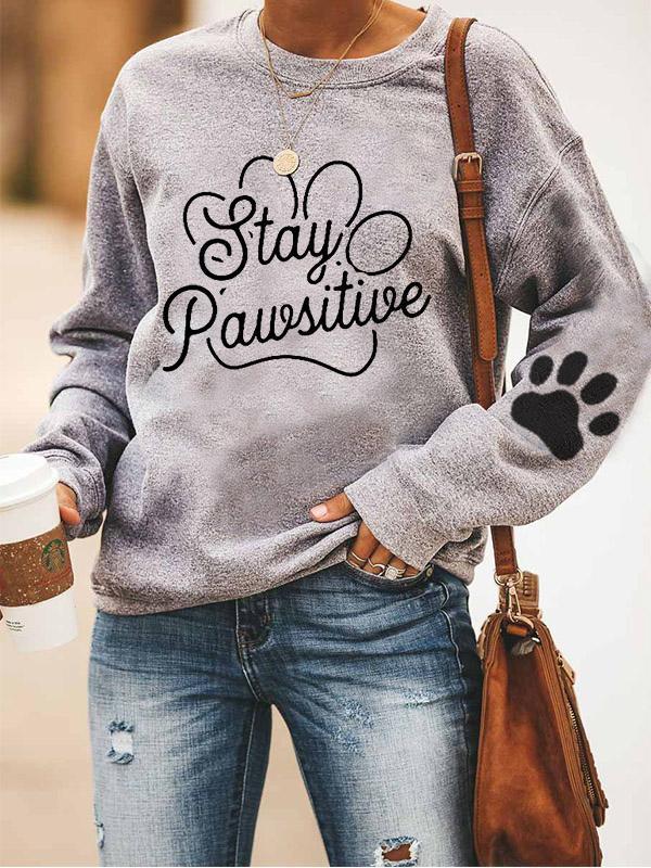 Women's dog paw print crew neck sweatshirt