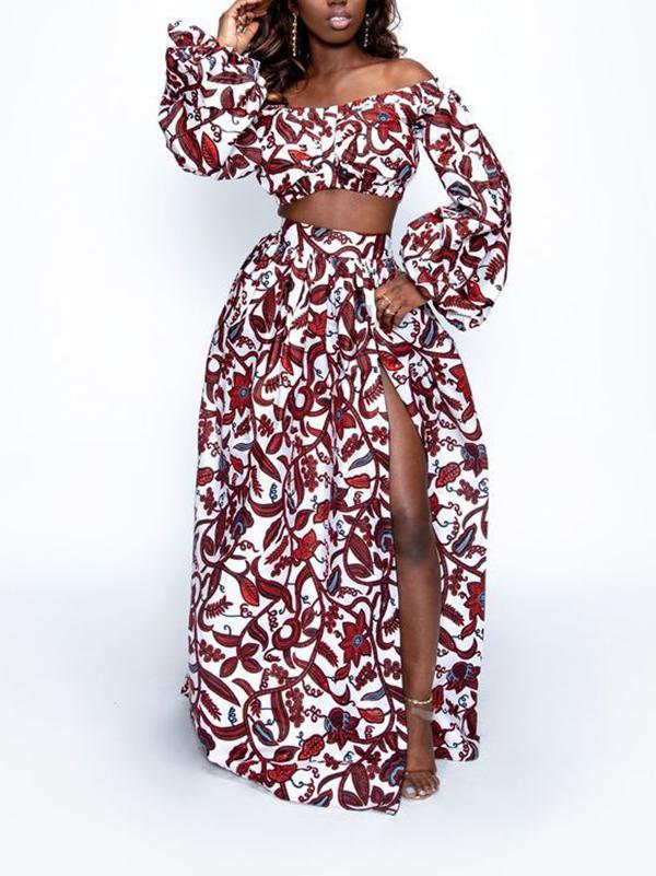 Fashion African Printed Long Sleeve Suits