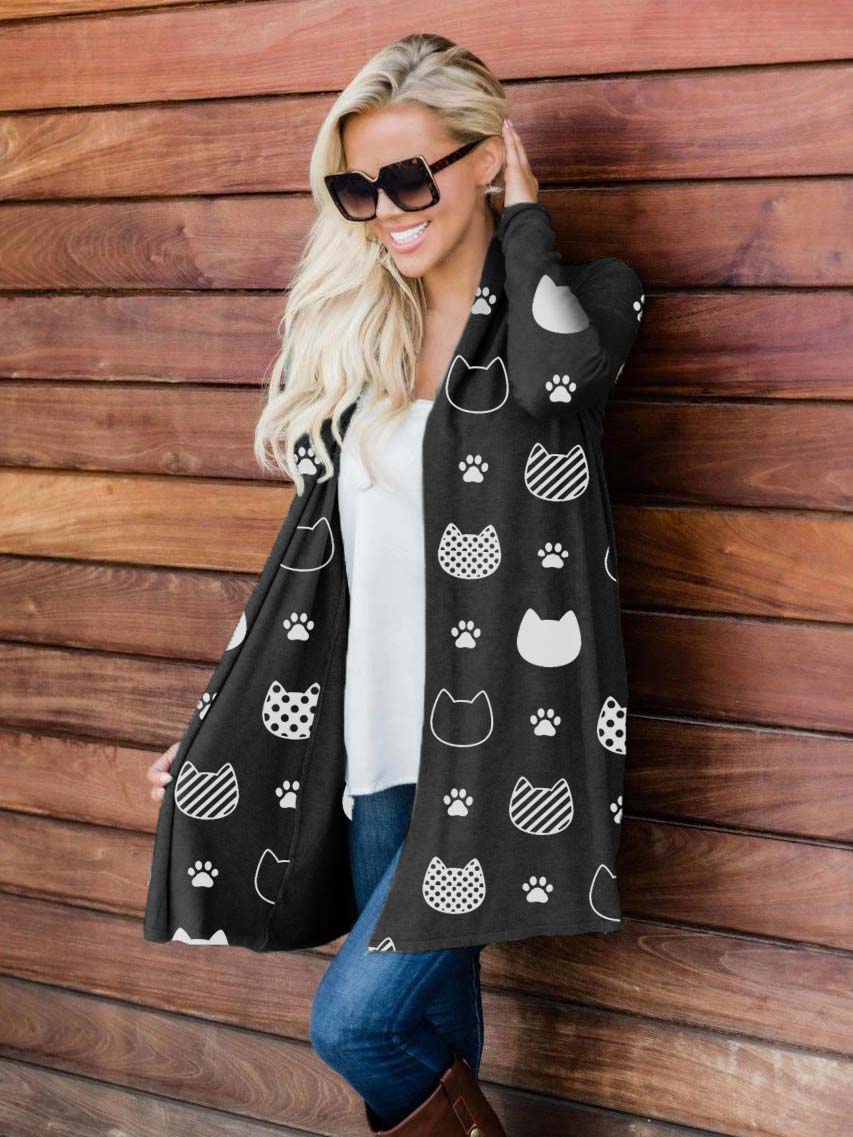 Women's Pet Cartoon Print Casual Cardigan