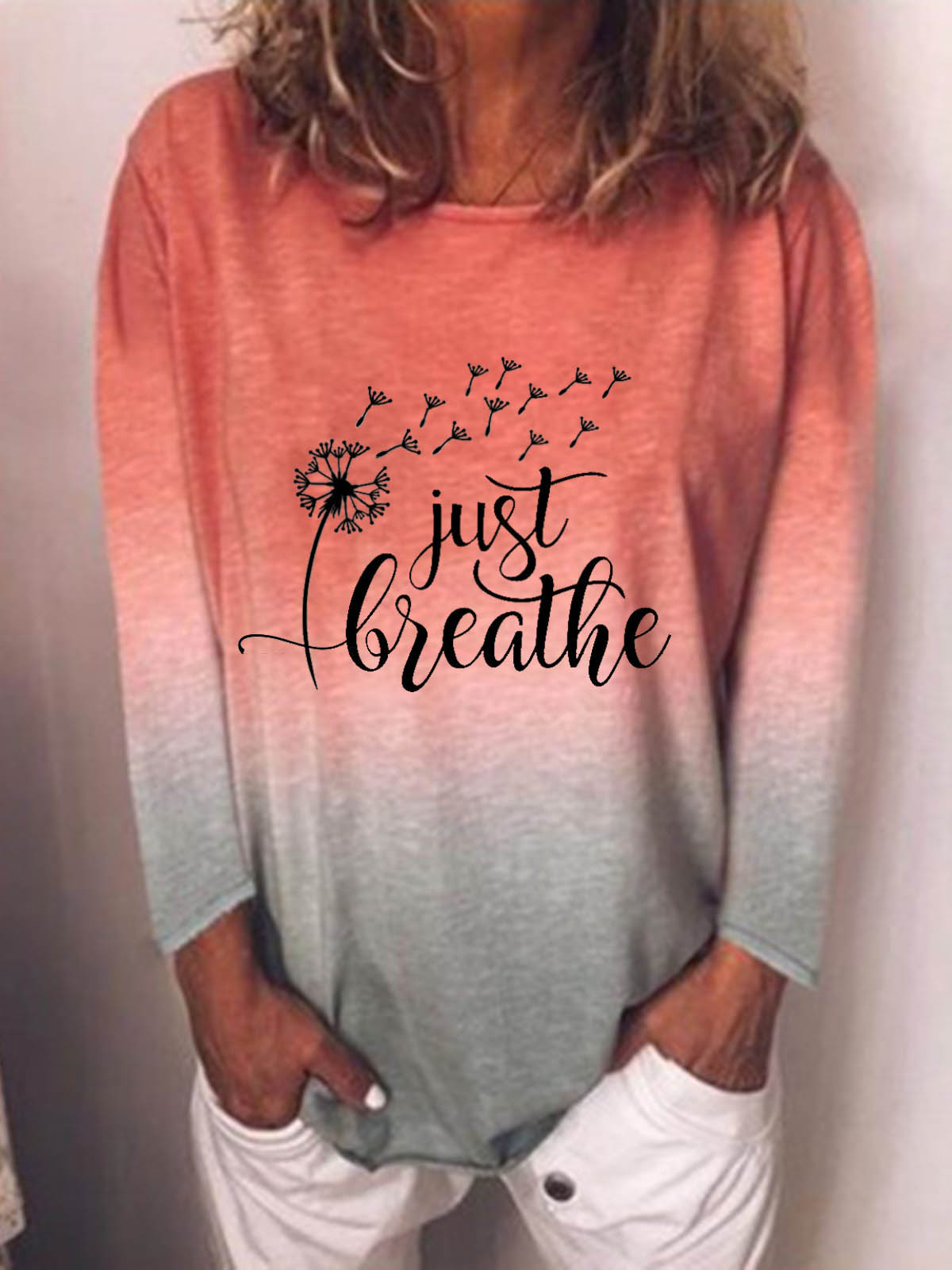 Just Breathe Dandelion Gradient Long-Sleeved T-shirt