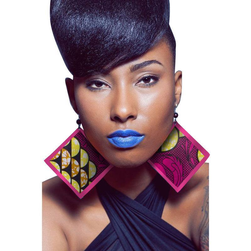 African print ethnic style retro earrings fashion geometric leaf earrings