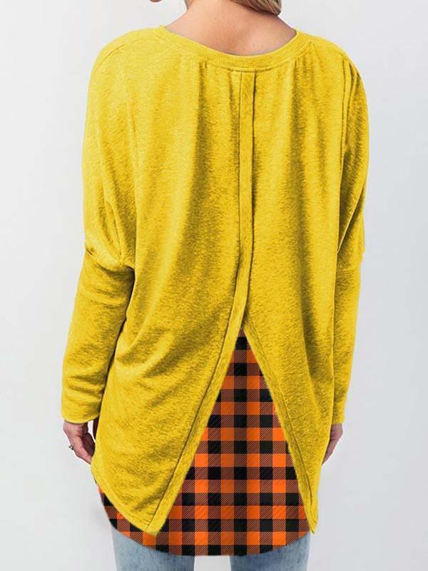 Women's Jack-O-Lantern Plaid Print T-shirt