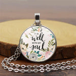 Load image into Gallery viewer, It Is Well With MY Soul Flowers Vintage Time Gem Necklace
