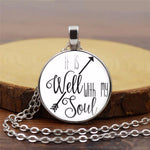 Load image into Gallery viewer, It Is Well With My Soul Time Gem Pendant Necklace Vintage Sweater Chain
