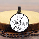 Load image into Gallery viewer, It Is Well With My Soul Time Gem Pendant Necklace Vintage Sweater Chain
