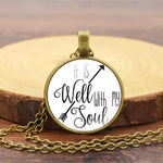 Load image into Gallery viewer, It Is Well With My Soul Time Gem Pendant Necklace Vintage Sweater Chain

