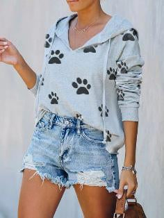 Women's Dog Paw Print Casual Sweatshirt