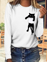 Load image into Gallery viewer, Women&#39;s Cat Printed Long Sleeve T-shirts
