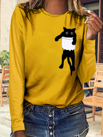 Load image into Gallery viewer, Women&#39;s Cat Printed Long Sleeve T-shirts
