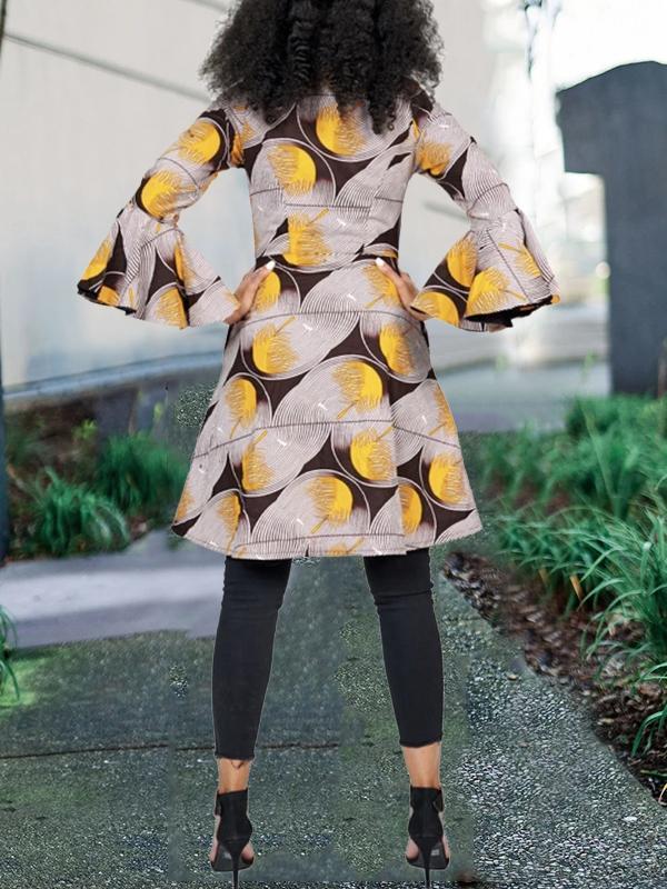 Fashion ethnic print dress trench coat