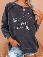Load image into Gallery viewer, Just Breath Dandelion Print Cozy Sweatshirt
