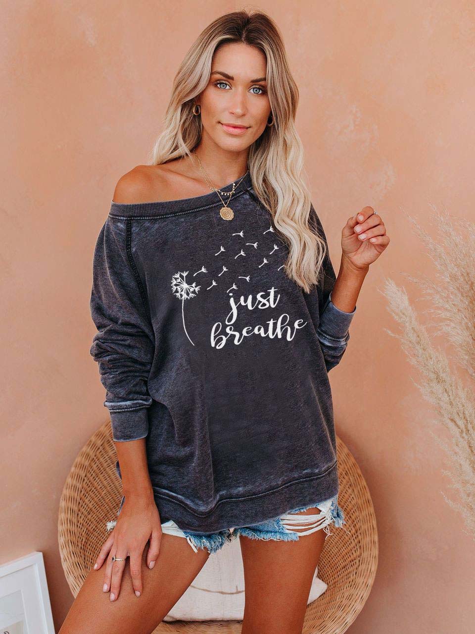 Just Breath Dandelion Print Cozy Sweatshirt