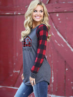 Load image into Gallery viewer, True Story Print Check Sleeve Top
