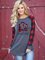 Load image into Gallery viewer, True Story Print Check Sleeve Top
