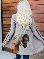 Load image into Gallery viewer, Women&#39;s Horse Print Casual Cardigan

