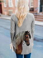 Load image into Gallery viewer, Women&#39;s Horse Print Casual Cardigan
