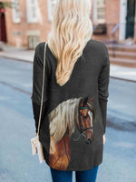 Load image into Gallery viewer, Women&#39;s Horse Print Casual Cardigan
