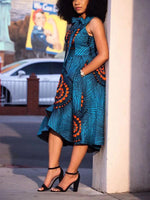 Load image into Gallery viewer, Women&#39;s printed big skirt sleeveless dress
