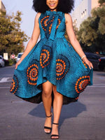 Load image into Gallery viewer, Women&#39;s printed big skirt sleeveless dress
