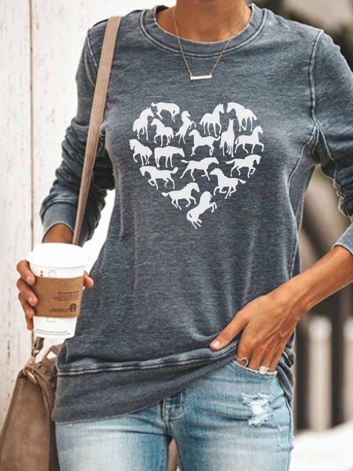 Women's Horse Heart Print Top