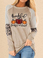Load image into Gallery viewer, Women&#39;s Thanksful Grateful And Blessed Printed Leopard Stitching Casual Sweatshirt
