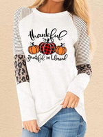 Load image into Gallery viewer, Women&#39;s Thanksful Grateful And Blessed Printed Leopard Stitching Casual Sweatshirt
