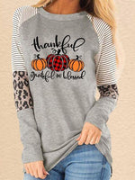 Load image into Gallery viewer, Women&#39;s Thanksful Grateful And Blessed Printed Leopard Stitching Casual Sweatshirt
