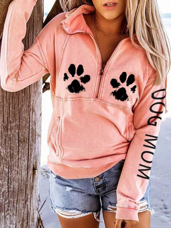 Women's Dog Mom Dog Paw Print Sweatshirt