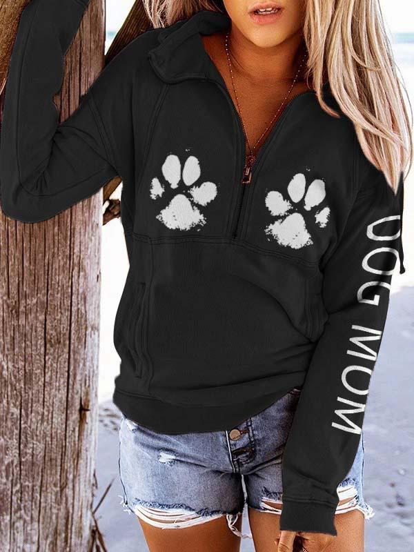 Women's Dog Mom Dog Paw Print Sweatshirt