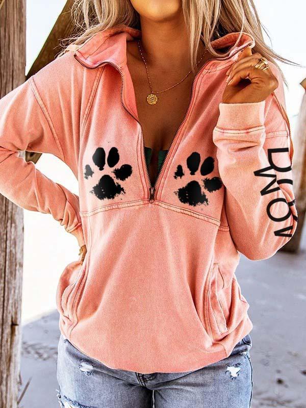 Women's Dog Mom Dog Paw Print Sweatshirt