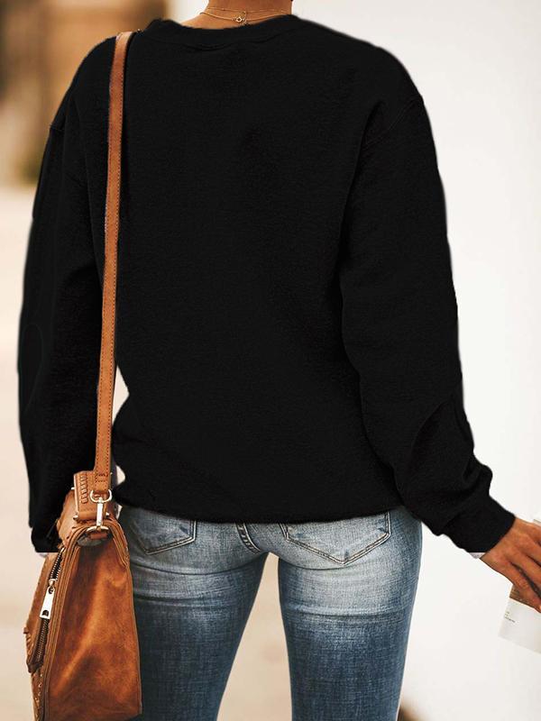 Casual crew neck Halloween skull print sweatshirt